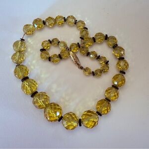 Vintage Citrine Glass Crystal Necklace